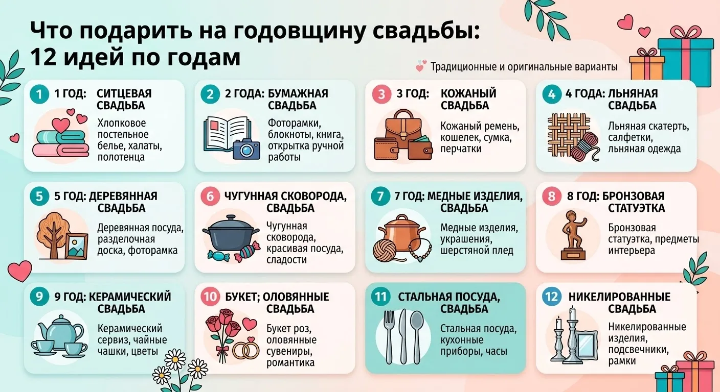 Что подарить на годовщину свадьбы: 12 идей по годам